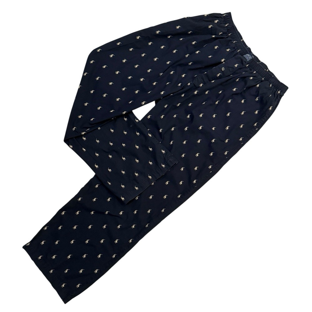 Polo Ralph Lauren Men Sleep Pants L All Over Print‎ Pony Navy Blue Lounge